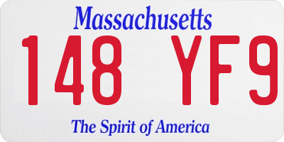 MA license plate 148YF9