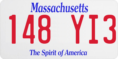 MA license plate 148YI3