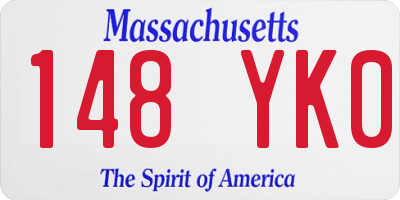 MA license plate 148YK0