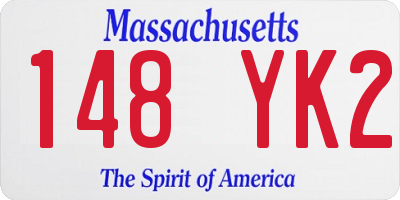 MA license plate 148YK2