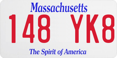 MA license plate 148YK8