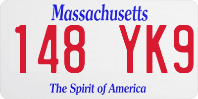 MA license plate 148YK9