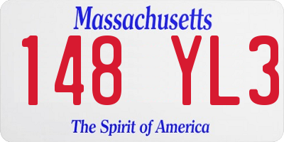 MA license plate 148YL3