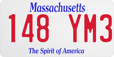 MA license plate 148YM3