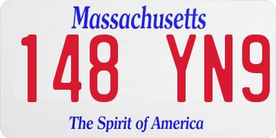 MA license plate 148YN9