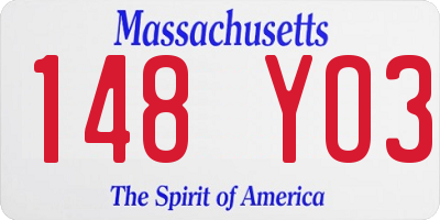 MA license plate 148YO3