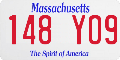 MA license plate 148YO9
