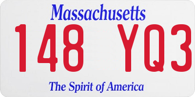 MA license plate 148YQ3