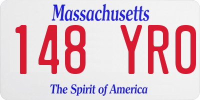 MA license plate 148YR0