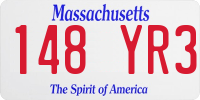 MA license plate 148YR3
