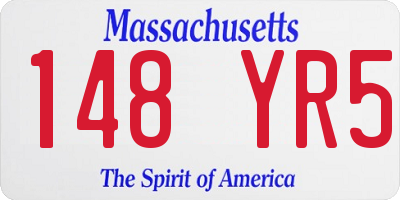 MA license plate 148YR5
