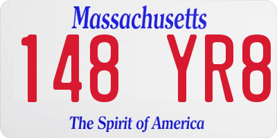 MA license plate 148YR8