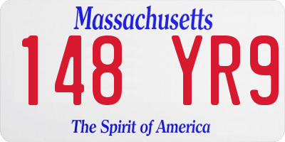 MA license plate 148YR9