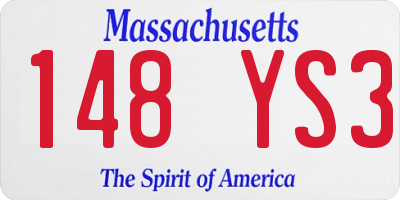 MA license plate 148YS3