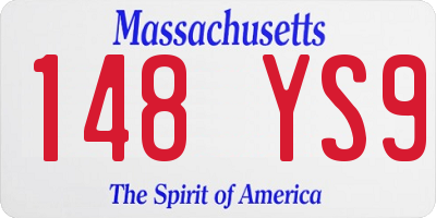 MA license plate 148YS9