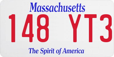 MA license plate 148YT3