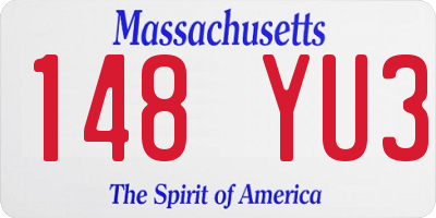 MA license plate 148YU3