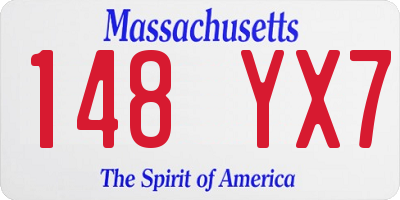 MA license plate 148YX7