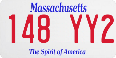 MA license plate 148YY2
