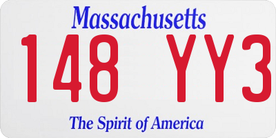 MA license plate 148YY3