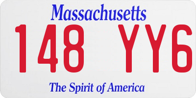 MA license plate 148YY6