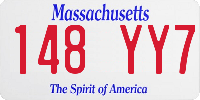 MA license plate 148YY7
