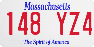 MA license plate 148YZ4