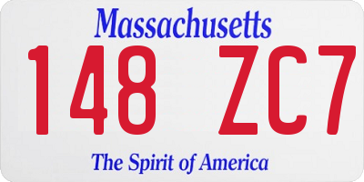 MA license plate 148ZC7