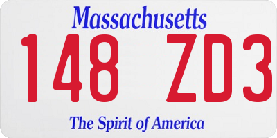 MA license plate 148ZD3