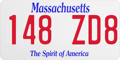MA license plate 148ZD8