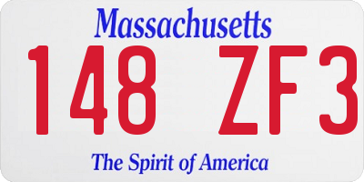MA license plate 148ZF3