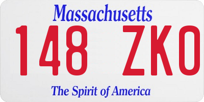 MA license plate 148ZK0