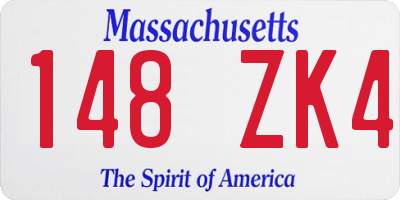 MA license plate 148ZK4