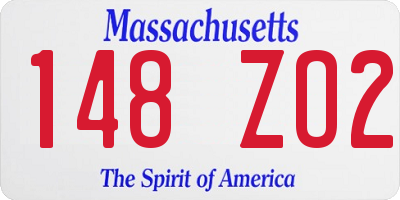 MA license plate 148ZO2