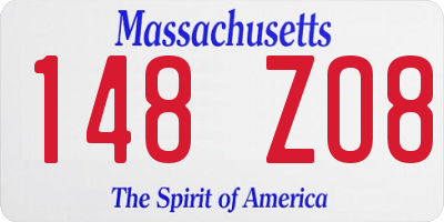 MA license plate 148ZO8