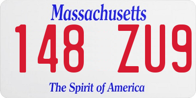 MA license plate 148ZU9