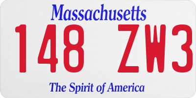 MA license plate 148ZW3