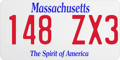 MA license plate 148ZX3