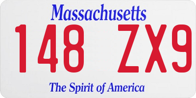 MA license plate 148ZX9