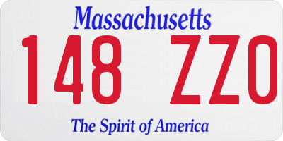 MA license plate 148ZZ0