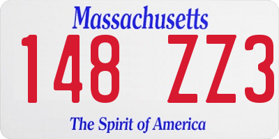 MA license plate 148ZZ3