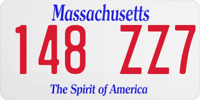 MA license plate 148ZZ7