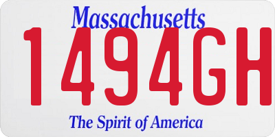 MA license plate 1494GH