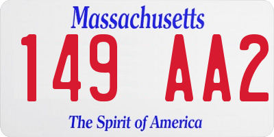 MA license plate 149AA2