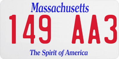 MA license plate 149AA3