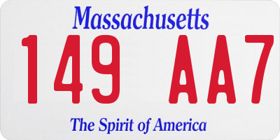 MA license plate 149AA7