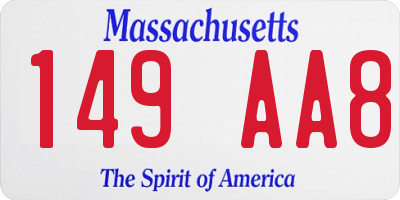 MA license plate 149AA8