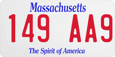 MA license plate 149AA9