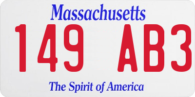 MA license plate 149AB3