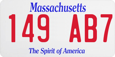 MA license plate 149AB7